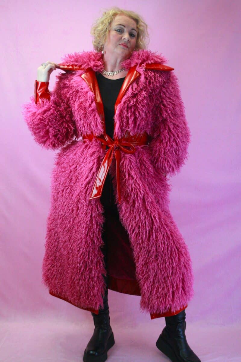 Jayley, Faux Mongolian Pink Maxi Coat