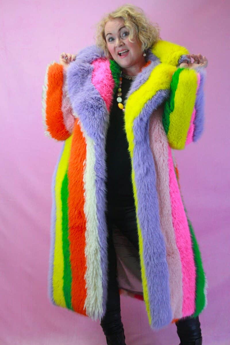 Jayley Rainbow Faux Fur Catwalk Coat