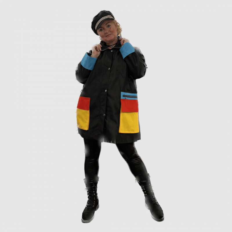 OOPERA Black, block colour trims Raincoat