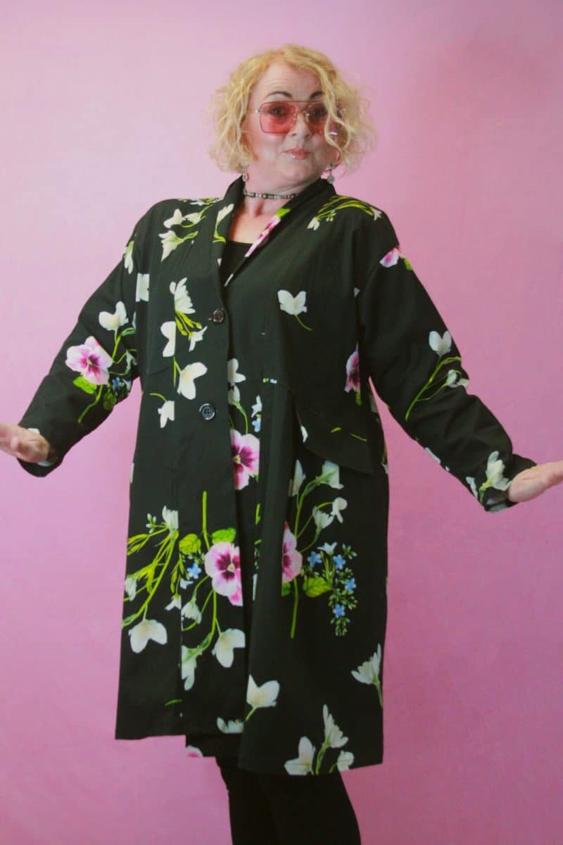 ID Black Floral Lightweight Coat