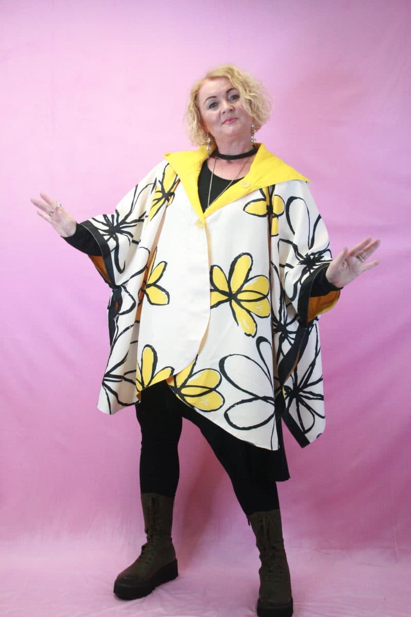 OOPERA Funky Floral Reversible Rain Cape O/S Yellow
