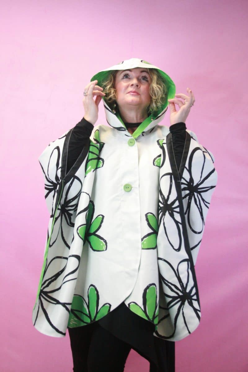 OOPERA Funky Floral Reversible Rain Cape O/S Green