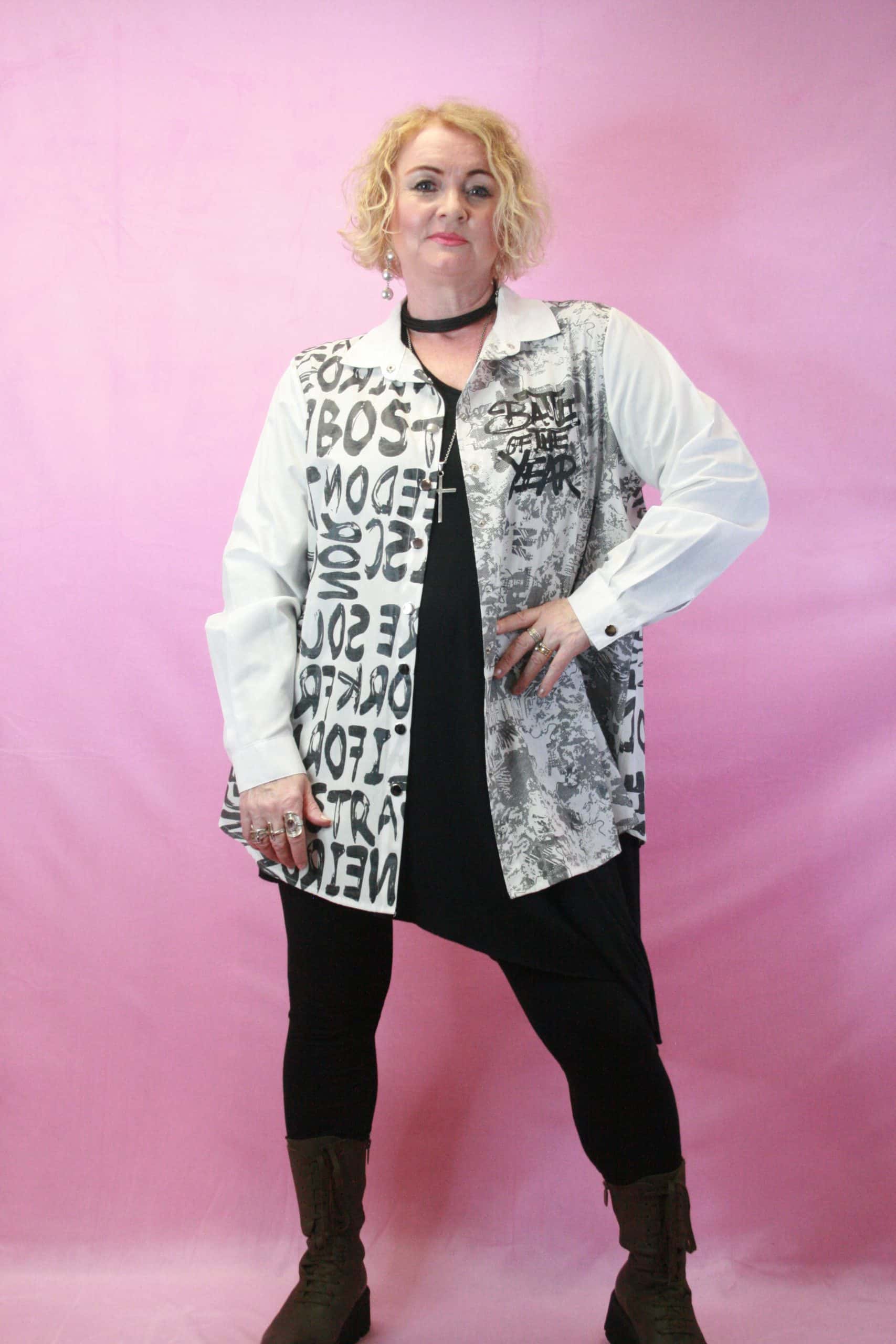 VIA VIA Graffiti White Contrast Shirt