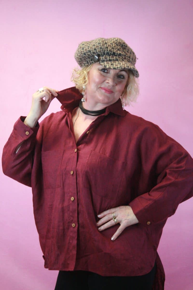 Eb & Ive Linen Button Shirt O/S - Plum