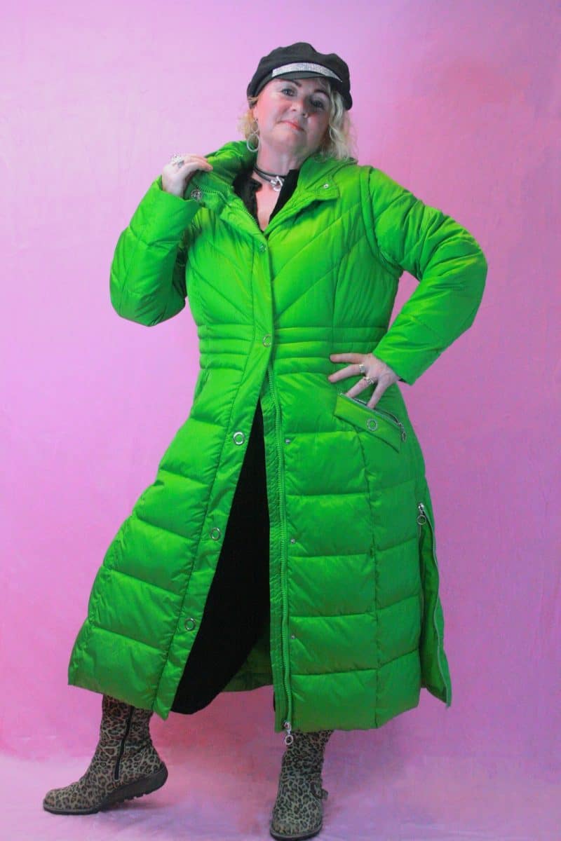 MARBLE Green Puffer Maxi Coat/Gilet