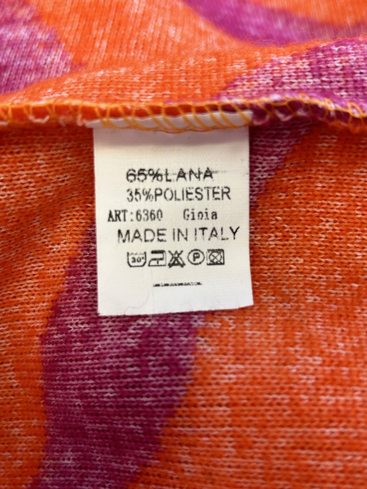 Made in Italy, Bright Orange Striped Waterfall Wool Felt Coat - Image 4