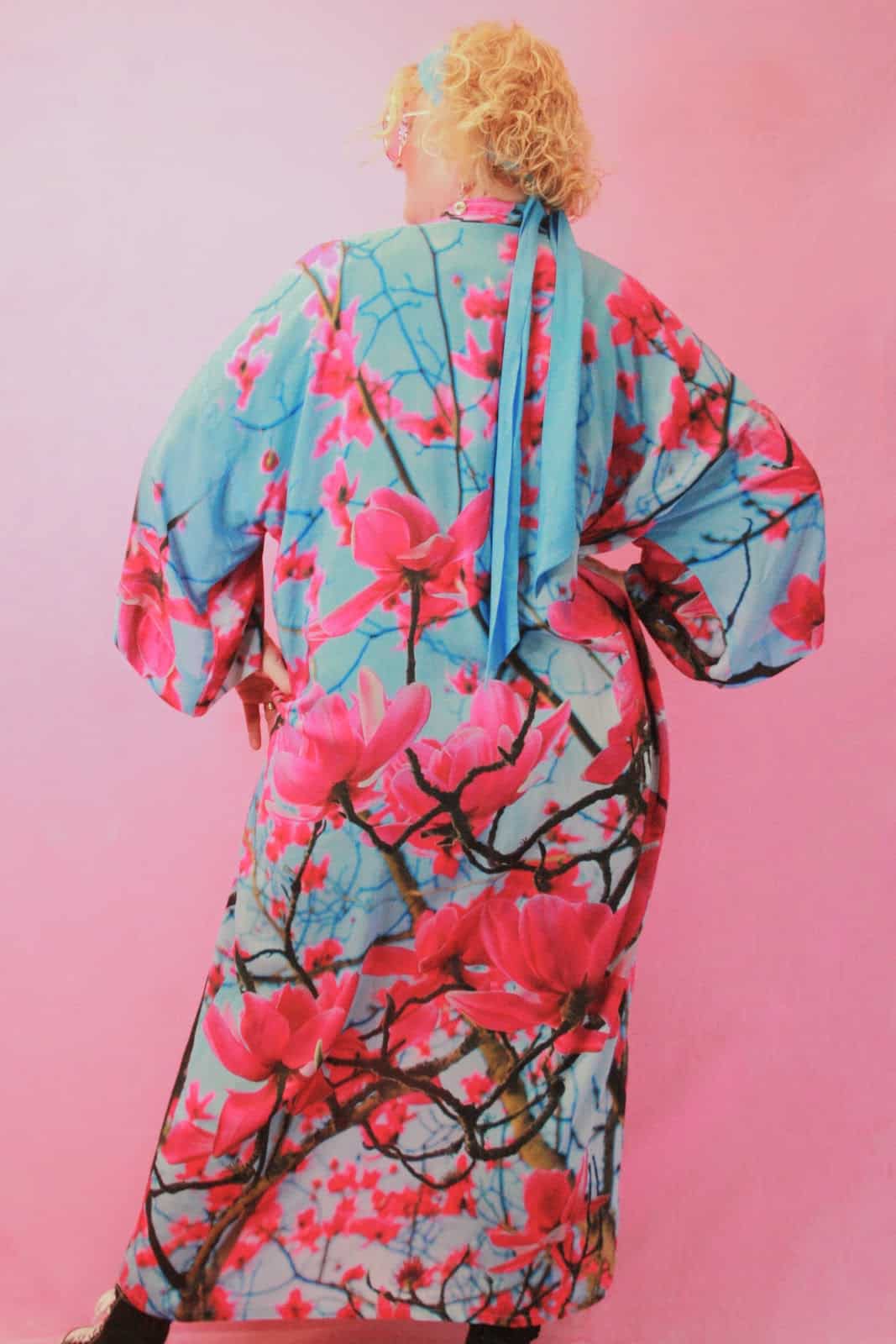 From My Mother's Garden Magnolia Floral Maxi Robe in Blue/Pink - Image 3