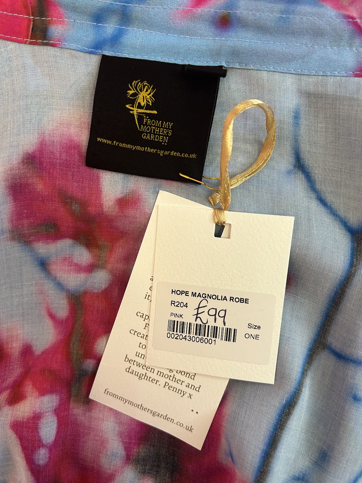 From My Mother's Garden Magnolia Floral Maxi Robe in Blue/Pink - Image 4