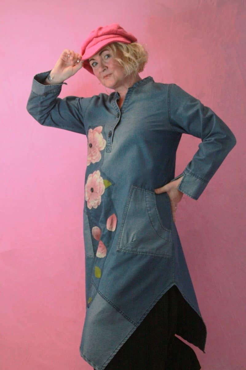 Q is for Quirky, KEKOO Upcycled/ Appliqué Denim Dress sz1