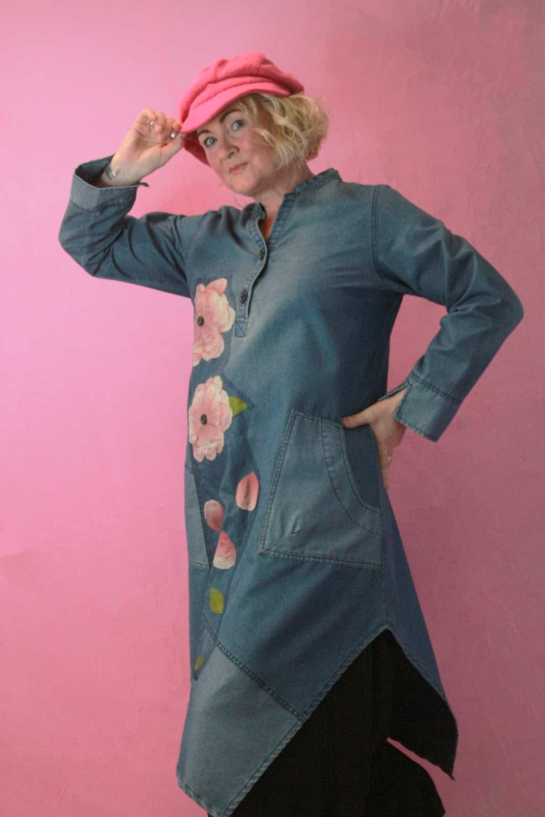 Q is for Quirky, KEKOO Upcycled/ Appliqué Denim Dress sz1