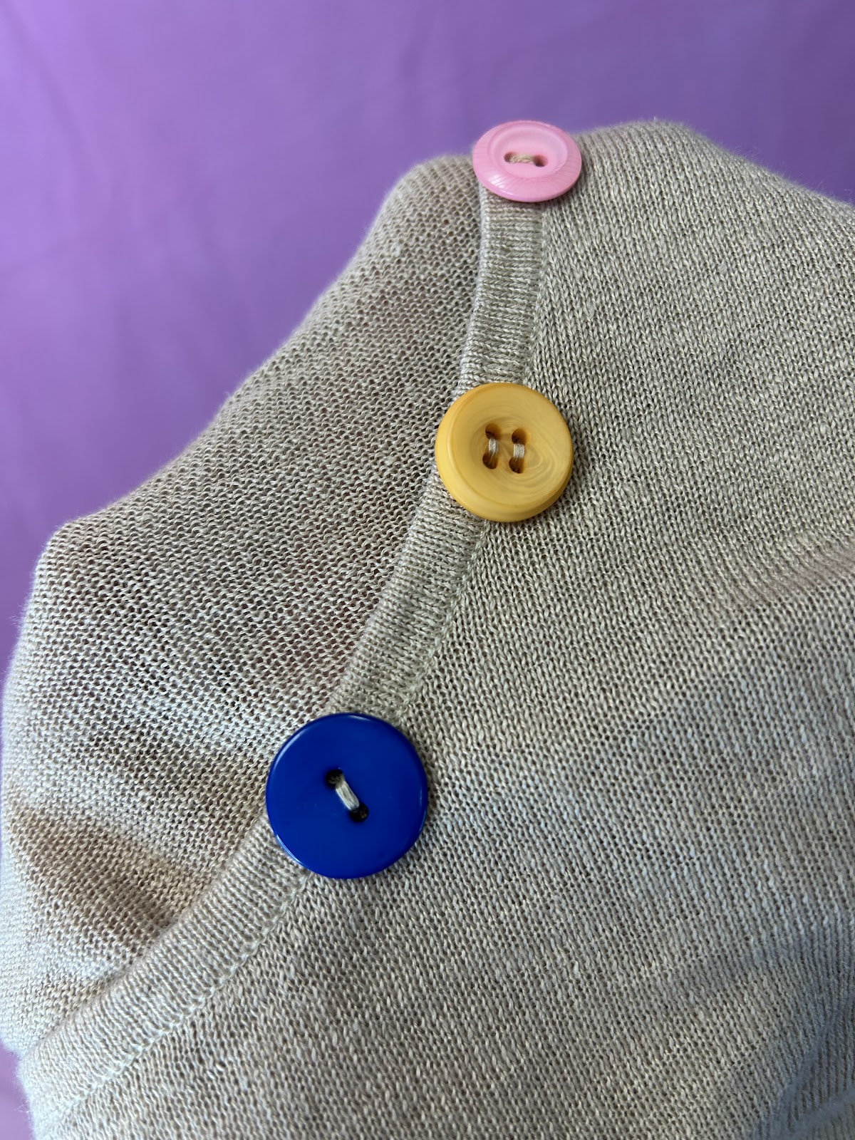 Q is for Quirky Linen Knit Oatmeal Upcycled Knit with embroidery appliqué - Image 4