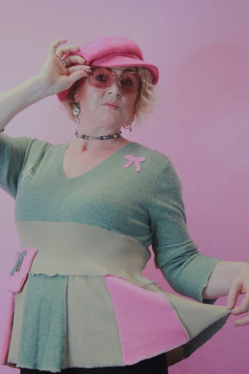 Q is for Quirky Upcycled Mash-Up Peplum Knit Pastel jumper