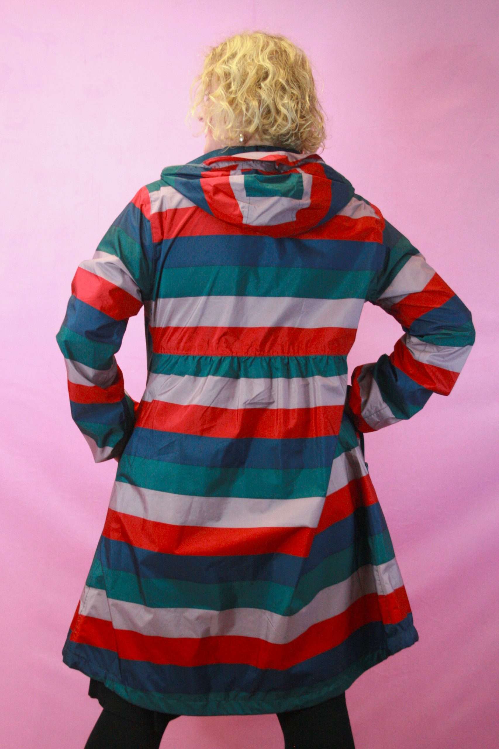 Danefae Bold Striped Rainproof Hooded Mac -Med - Image 2