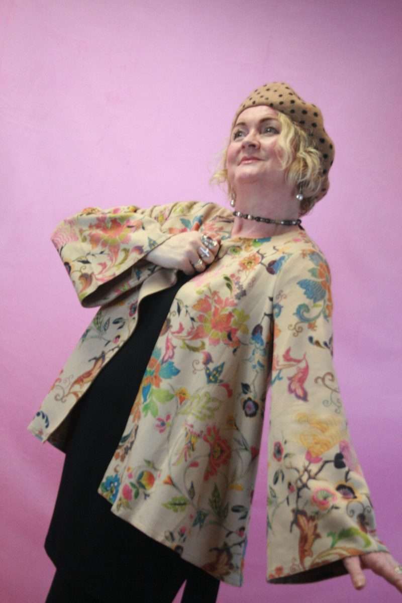 Jayley Faux Suede Paisley Cape Jacket O/S