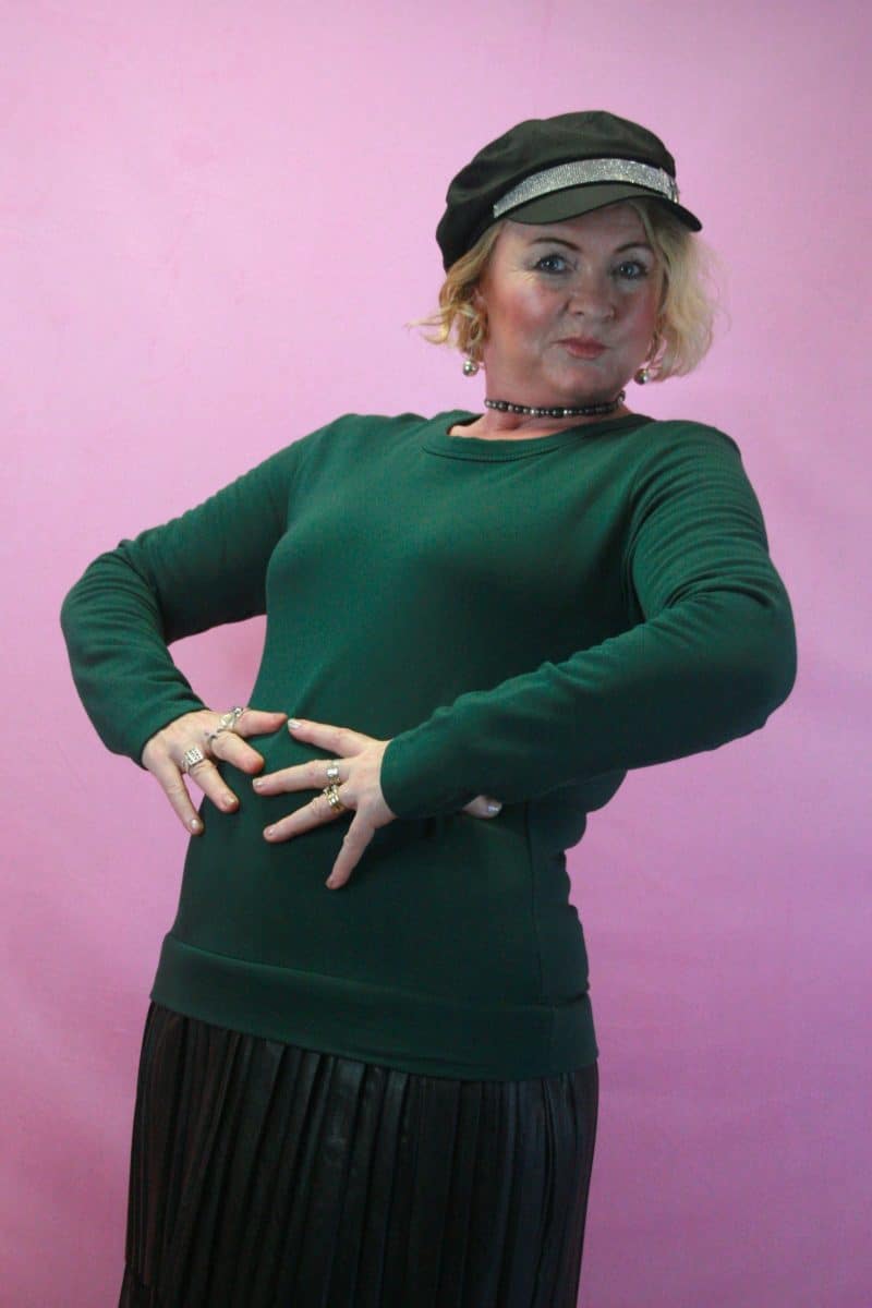 Stella Milano Quirky Green Dress with Tulle & Pleating O/S