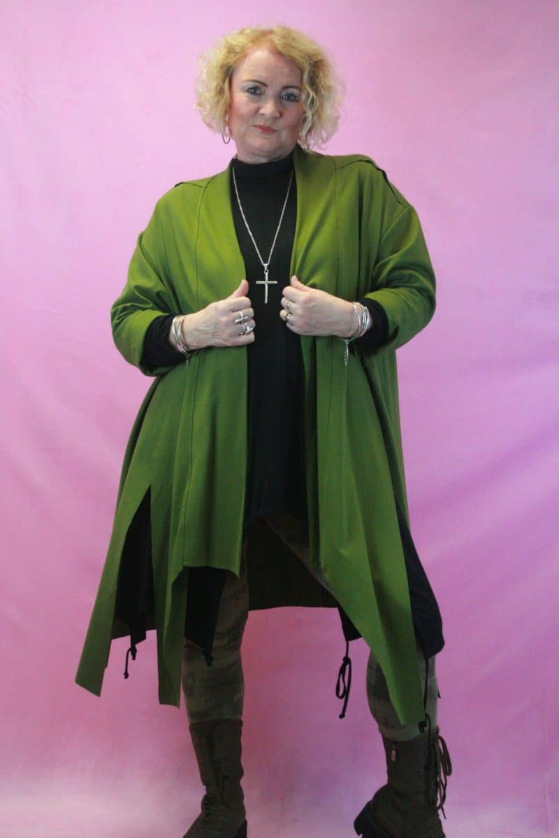 ID Green Heavyweight Duster Coat with Front Tails O/S