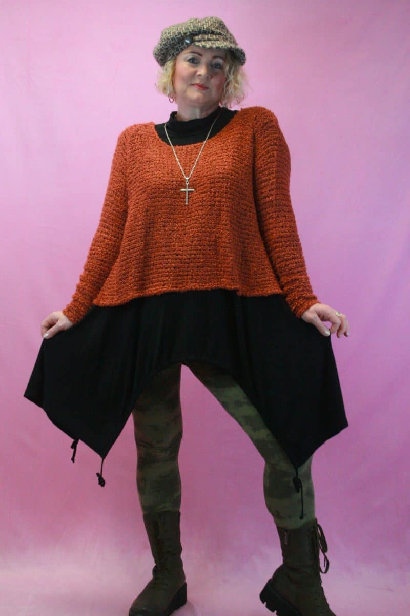 Heart, Open Knit Tan Layering Jumper