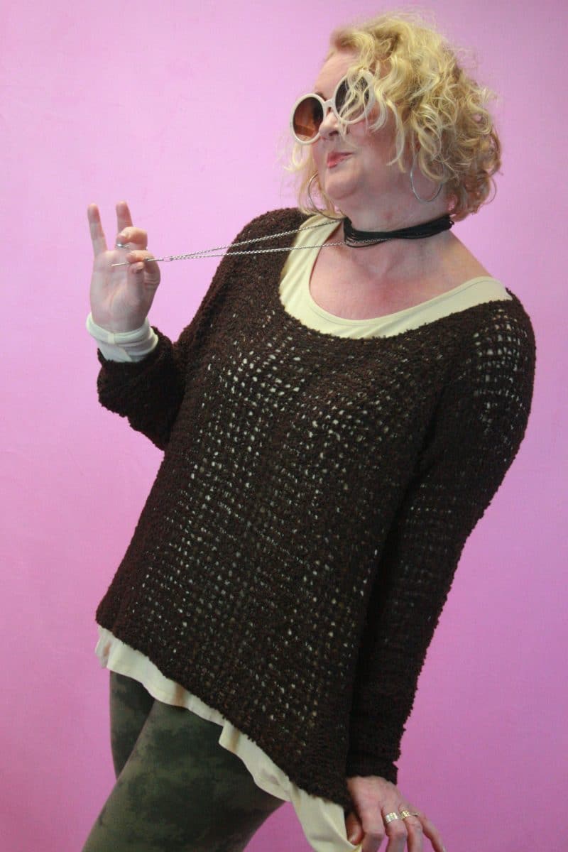 Heart, Brown Open Knit Layering Jumper