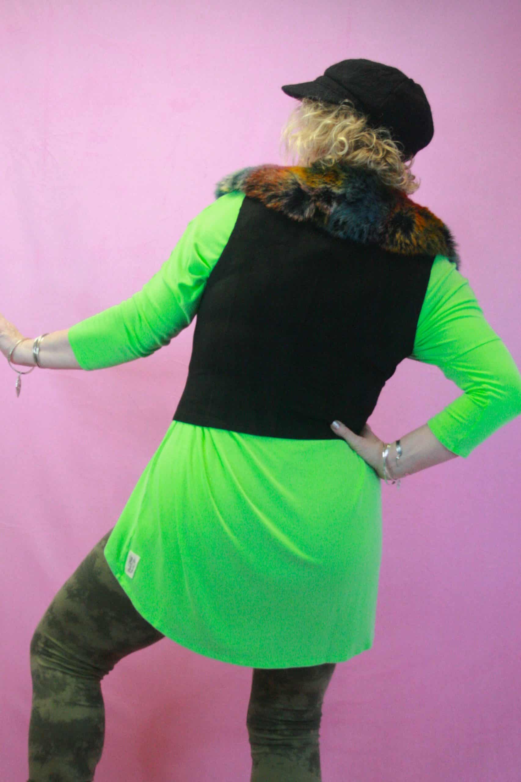 Jayley Multi Faux Fur Waistcoat in Faux Suede O/S - Image 2