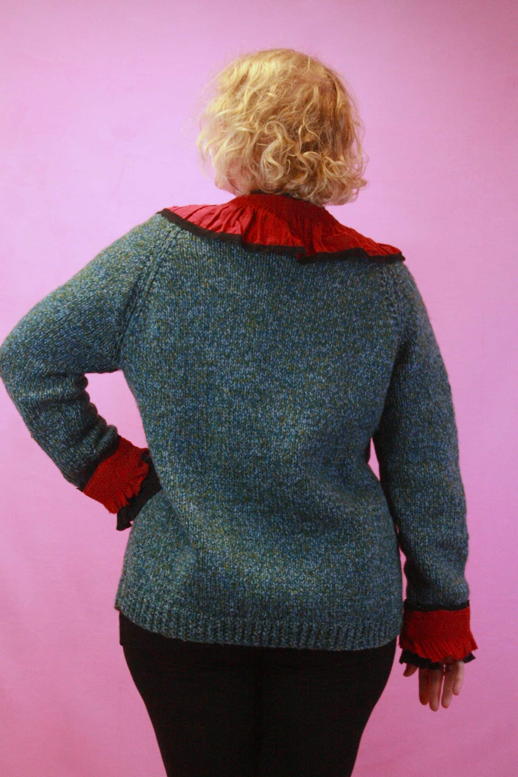 Q is for Quirky, Upcycled Chunky Cardi with Cute Frills - M - Image 2