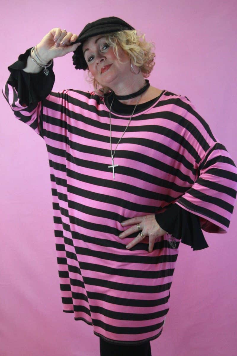 Postcard From Brighton Pink/ Black Striped Oversized Top