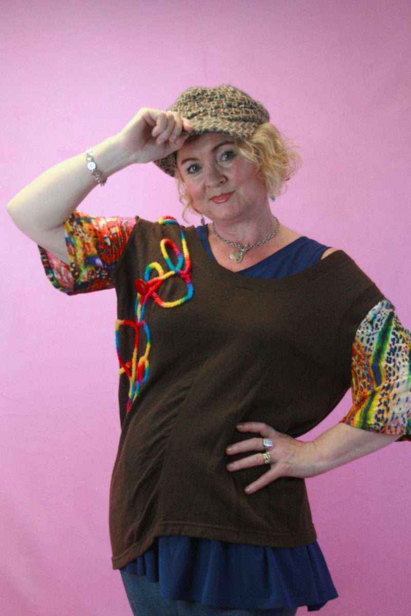 Q is for Quirky, Brown & Wool Embellished Upcycled One-Off Knit 12-16