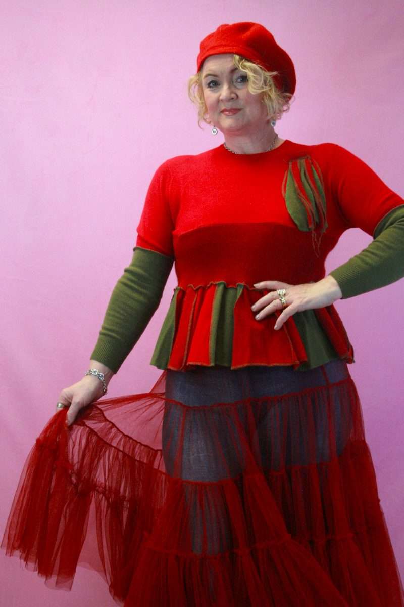 Q is for Quitky, Wool & Cashmere Upcycled Peplum One-Off Jumper 8-12.