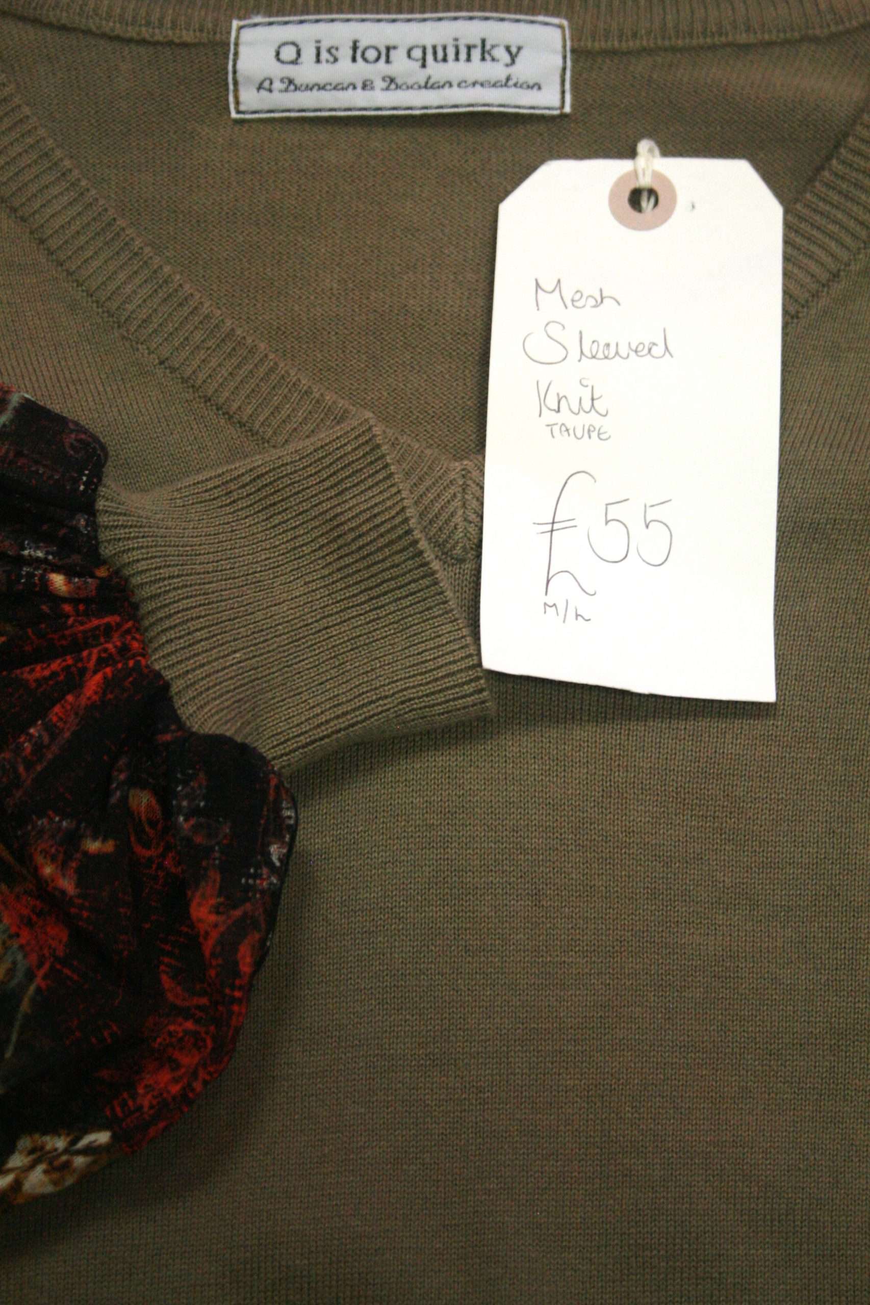 Q is for Quirky, Green Balloon Sleeved Upcycled One-Off Knit 10-16 - Image 4