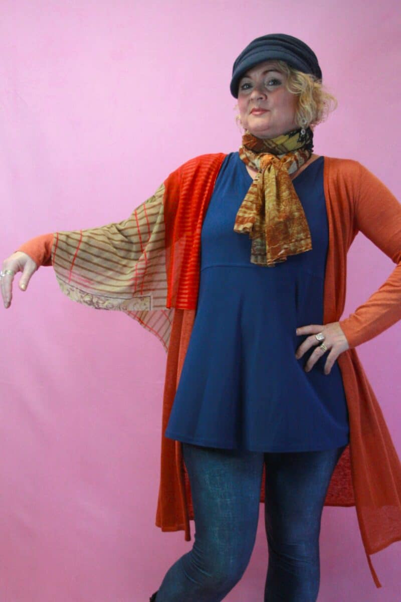 Q is for Quirky, Unusual Linen knit & Mesh detail Longline Cardigan 8-14