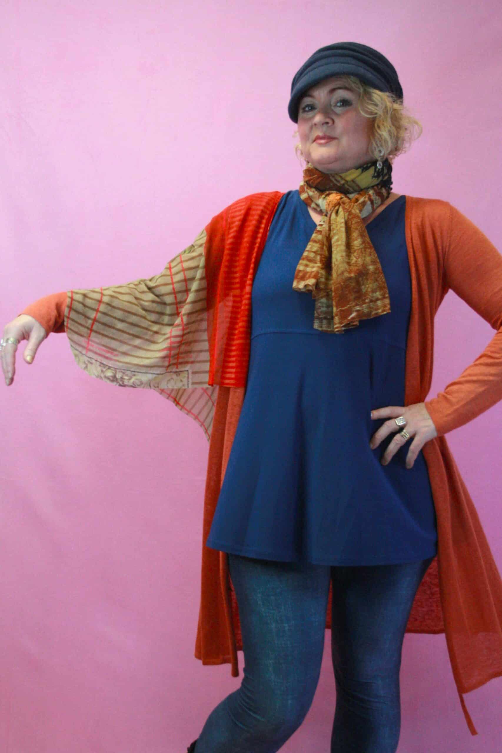 Q is for Quirky, Unusual Linen knit & Mesh detail Longline Cardigan 8-14