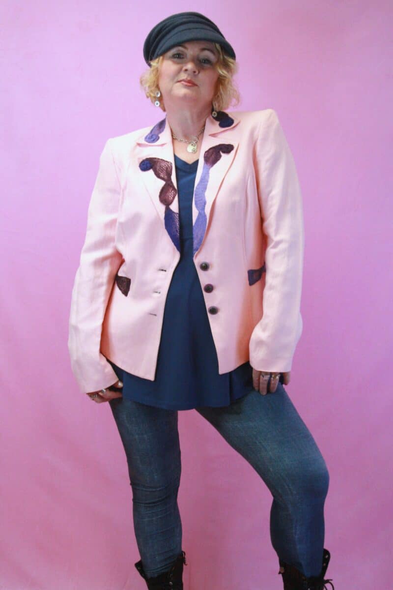 Vintage Italian Upcycled Pink Blazer with Shoulders! 12/14