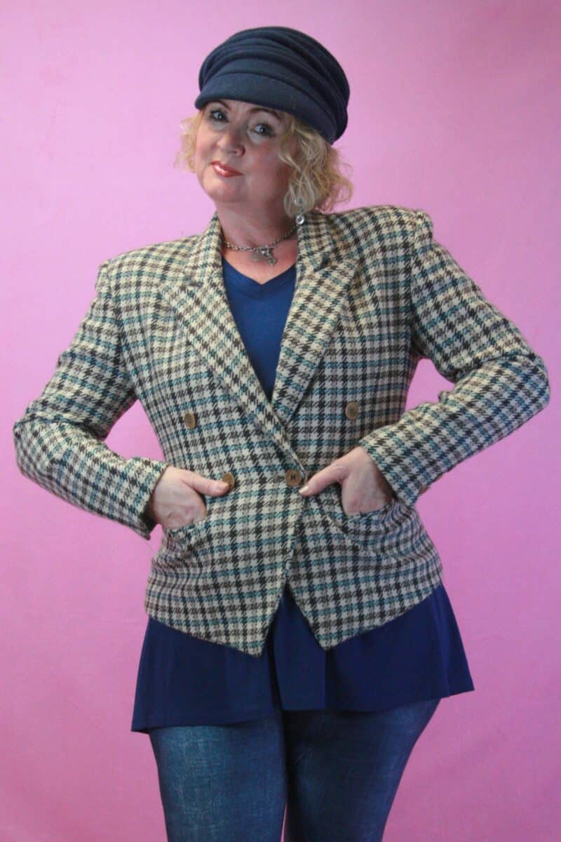 Vintage Blue Tweed Fitted Jacket 10-12