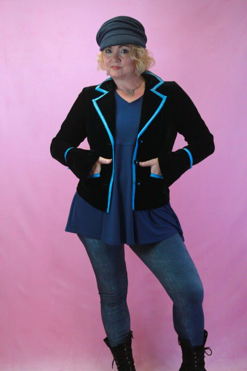FUSION Vintage Black Velvet Contrast Jacket 10-12