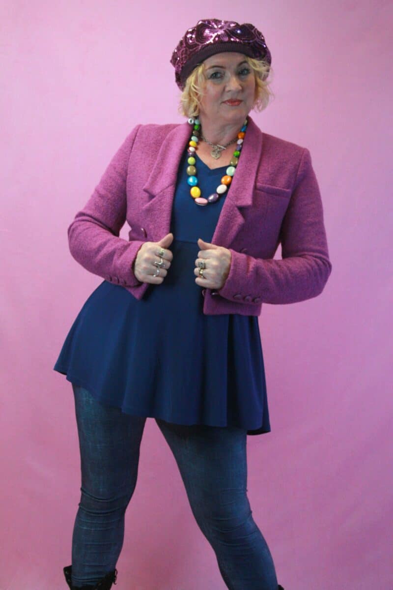Warehouse Vintage Magenta Wool blend Crop Jacket 12