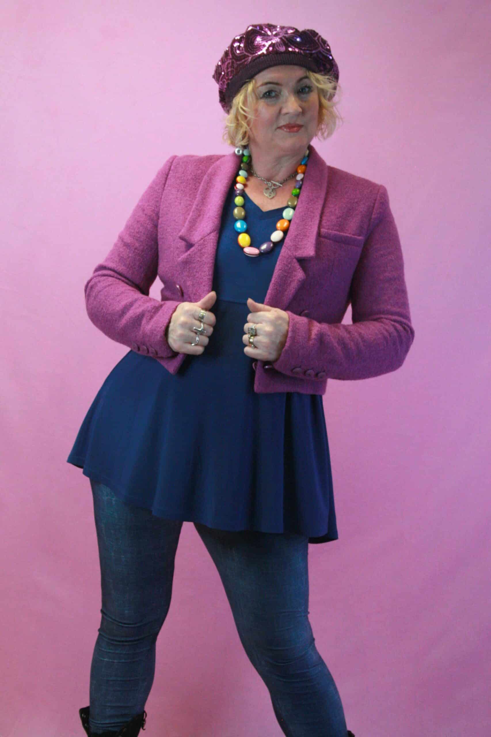 Warehouse Vintage Magenta Wool blend Crop Jacket 12