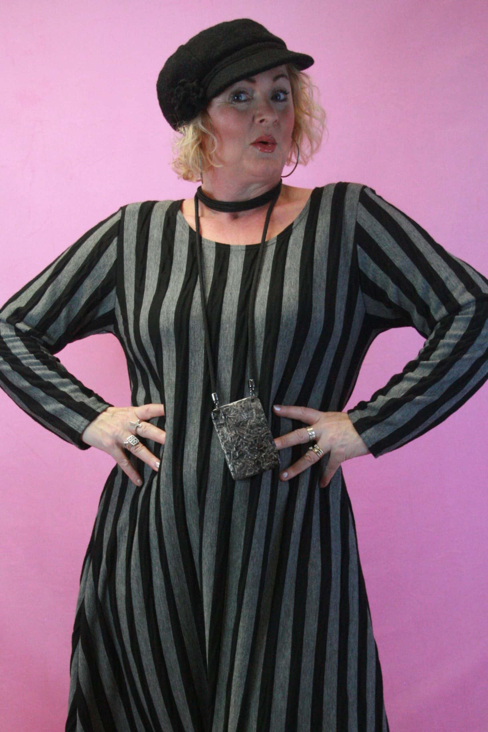Cover Up, Striped Ballon Hem Lagenlook Maxi Dress sz1 - Image 3