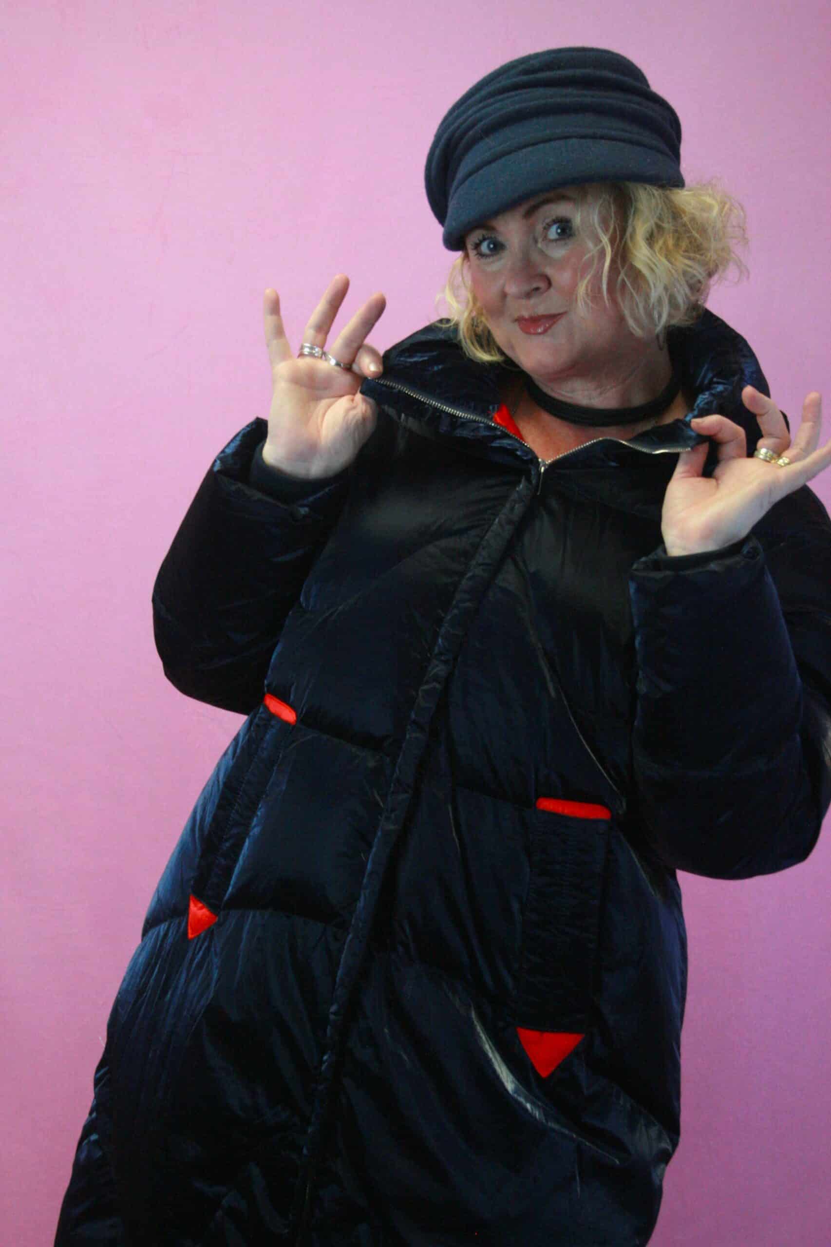 Jayley, Blue Metallic Contrast Zip Puffa O/S - Image 3