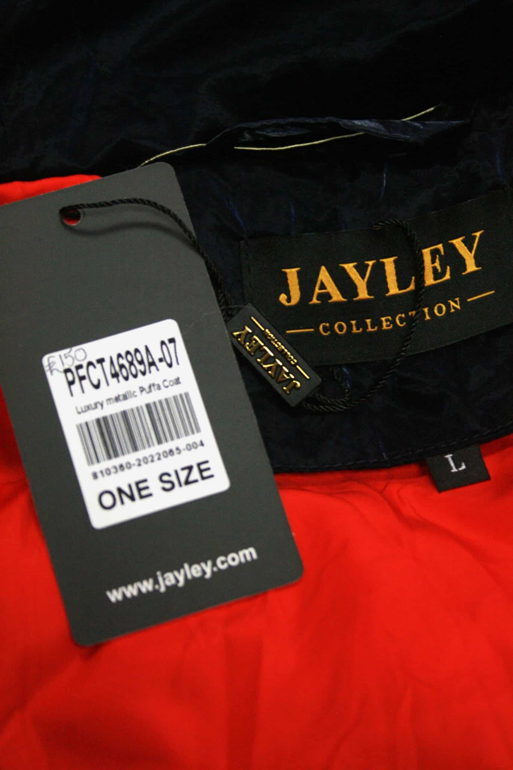 Jayley, Blue Metallic Contrast Zip Puffa O/S - Image 4