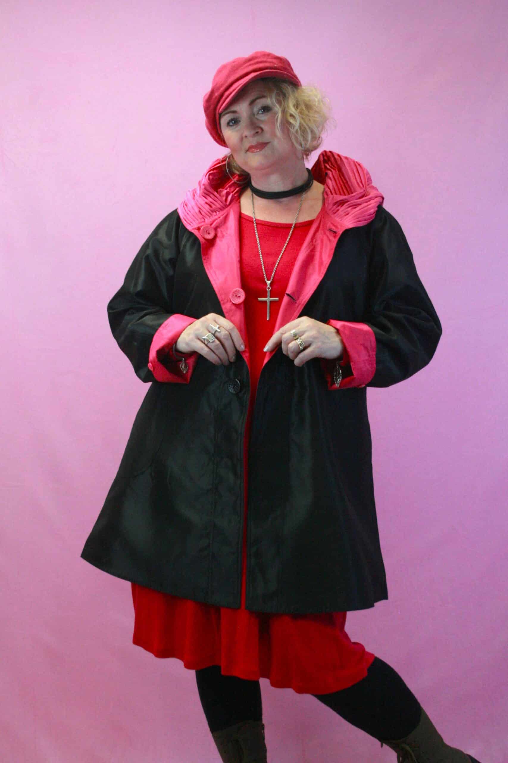 OOPERA, Pink/ Black Reversible Water Repellant Rain Coat L - Image 6