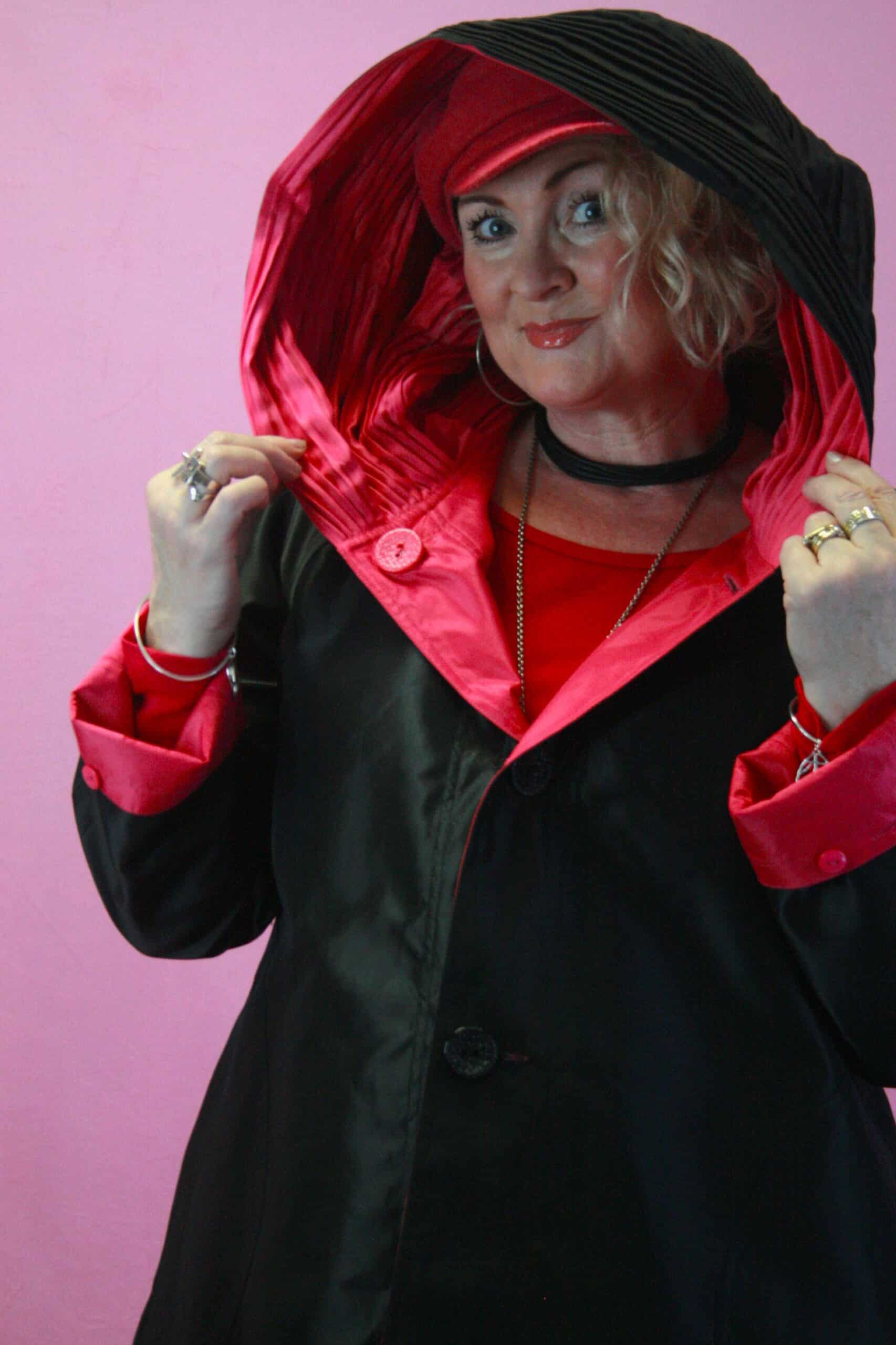 OOPERA, Pink/ Black Reversible Water Repellant Rain Coat L - Image 2