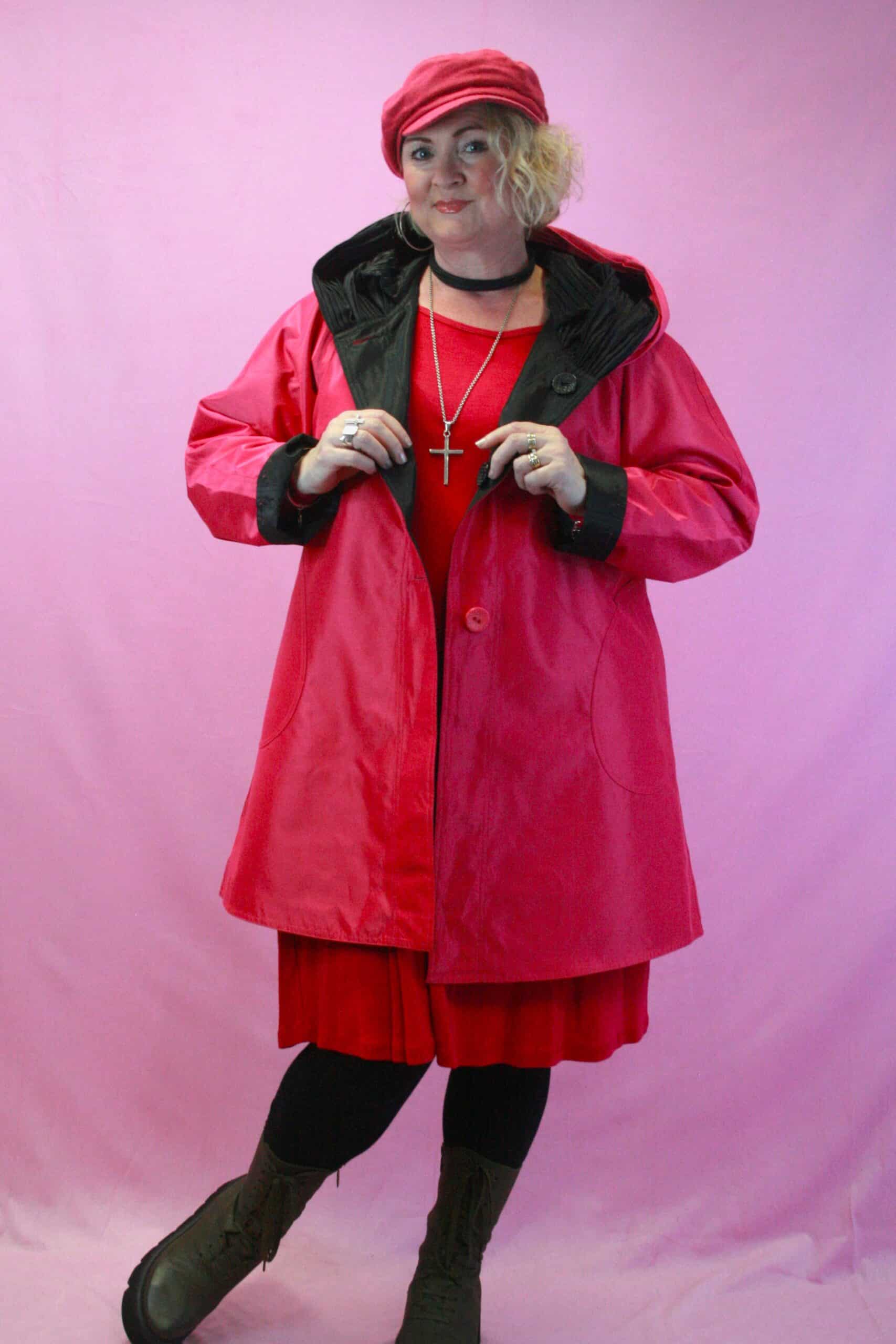 OOPERA, Pink/ Black Reversible Water Repellant Rain Coat L - Image 5