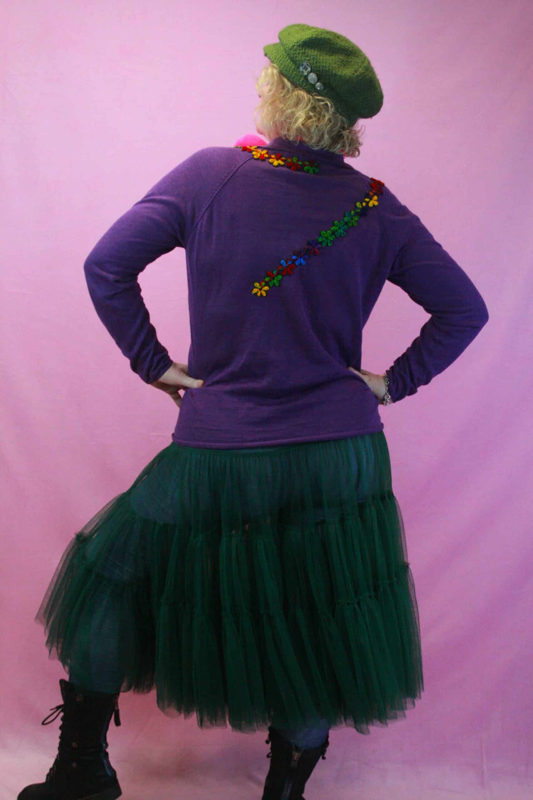 Q is for Quirky, Purple Linen Knit Upcycled Jumper 10-14 - Image 2