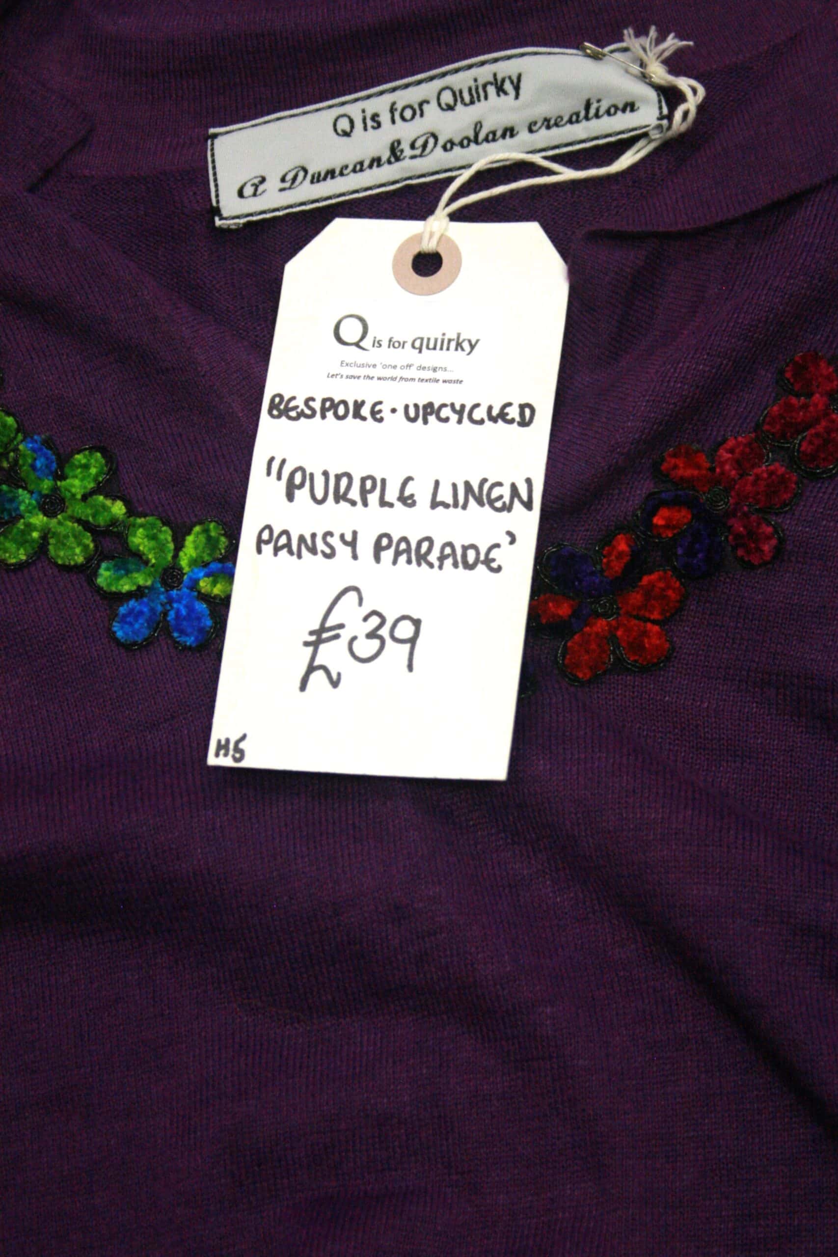 Q is for Quirky, Purple Linen Knit Upcycled Jumper 10-14 - Image 4