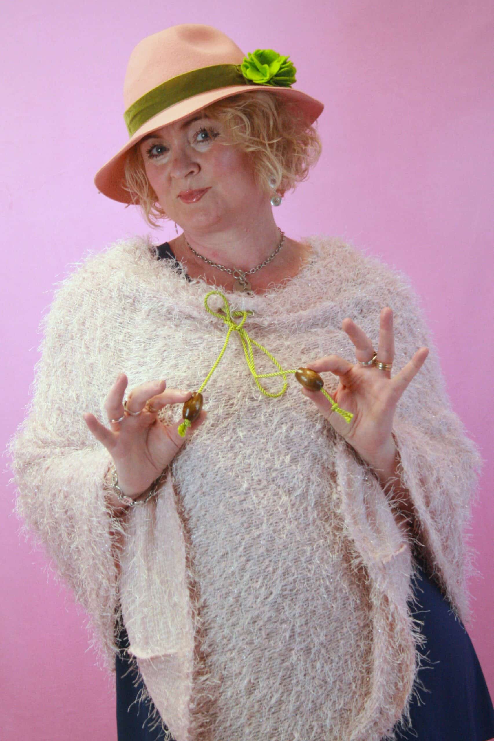 Q is for Quirky, Pink Eyelash Knit Upcycled Poncho O/S - Image 3