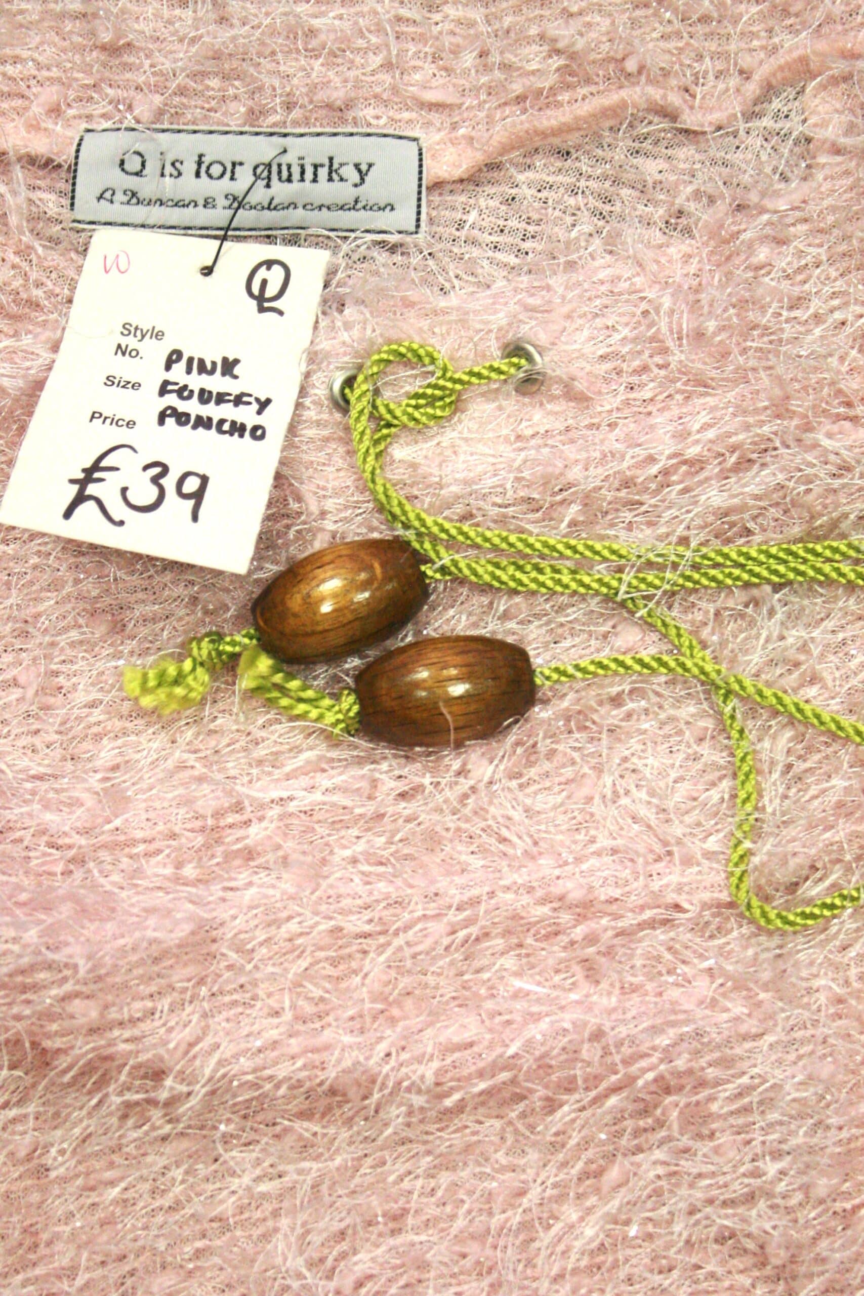 Q is for Quirky, Pink Eyelash Knit Upcycled Poncho O/S - Image 4