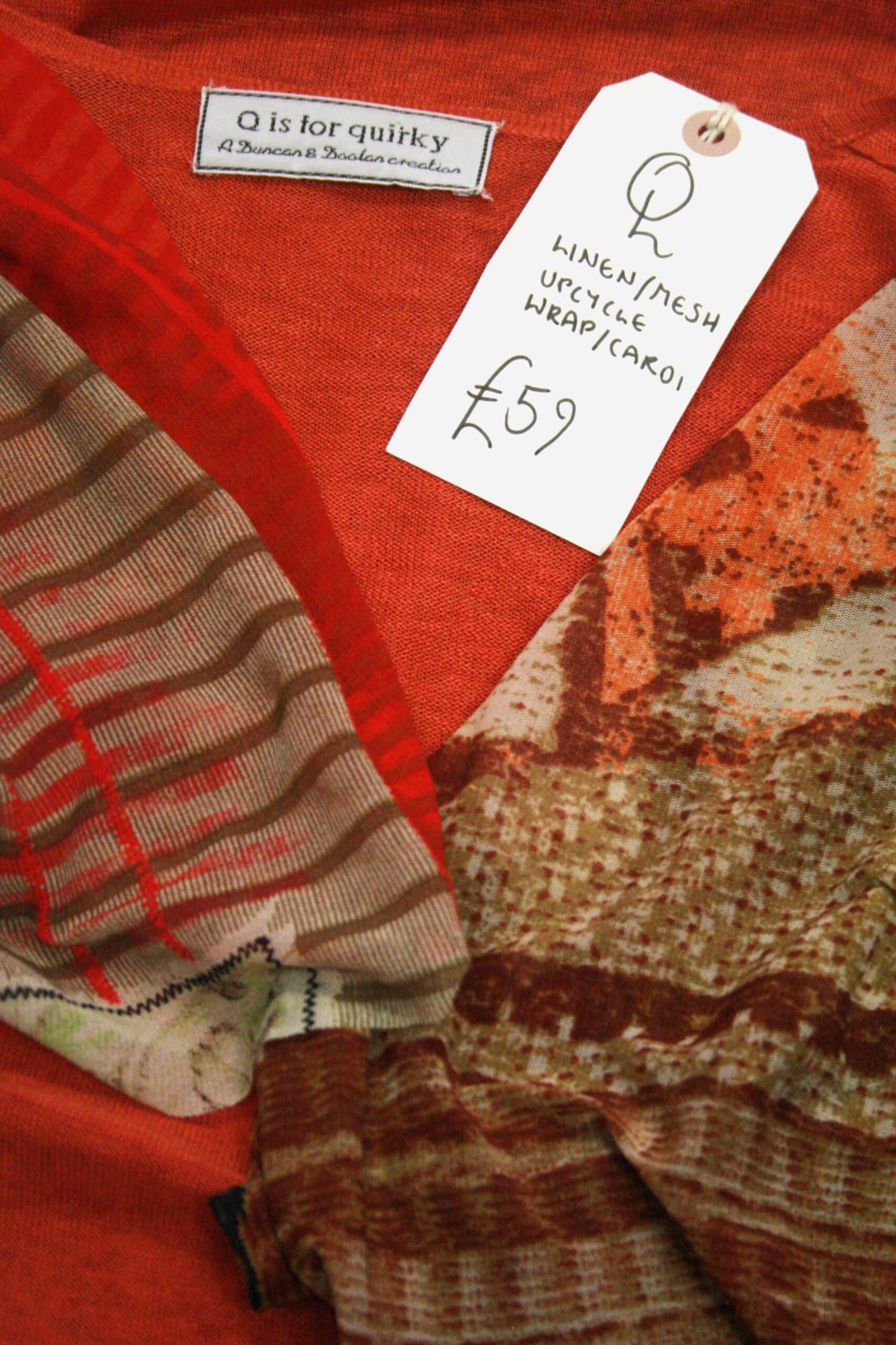 Q is for Quirky, Unusual Linen knit & Mesh detail Longline Cardigan 8-14 - Image 4