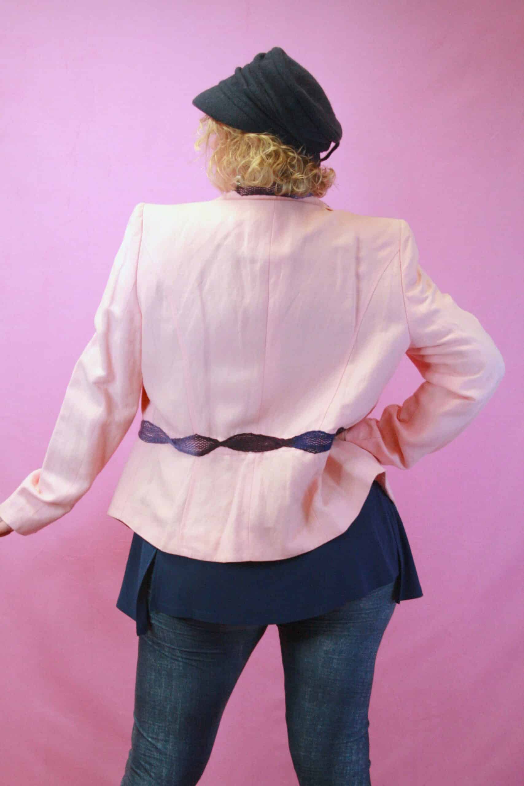 Vintage Italian Upcycled Pink Blazer with Shoulders! 12/14 - Image 2