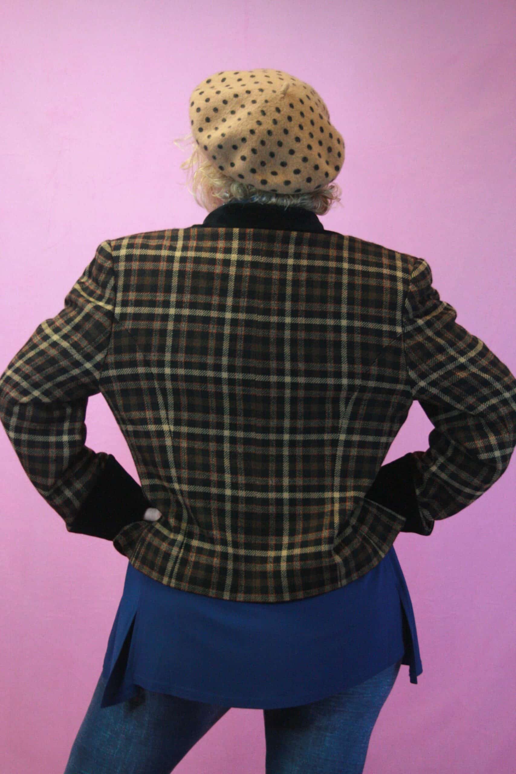Vintage Country Casuals Tweed / Velvet Crop Jacket 14-16 - Image 2