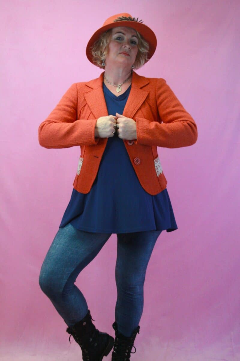 Q is for Quirky, Upcycled Burnt Orange Wool Jacket 10