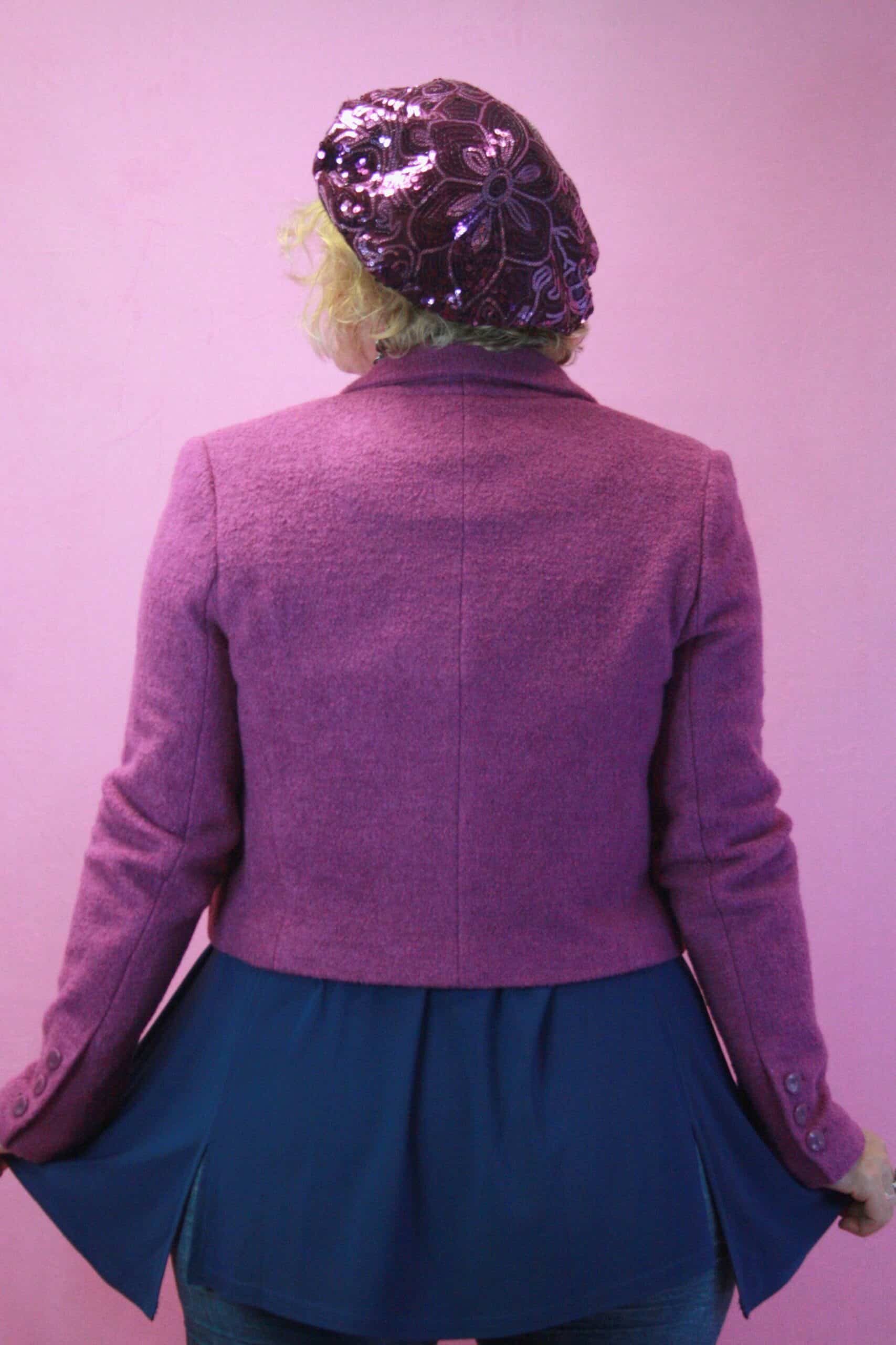 Warehouse Vintage Magenta Wool blend Crop Jacket 12 - Image 2